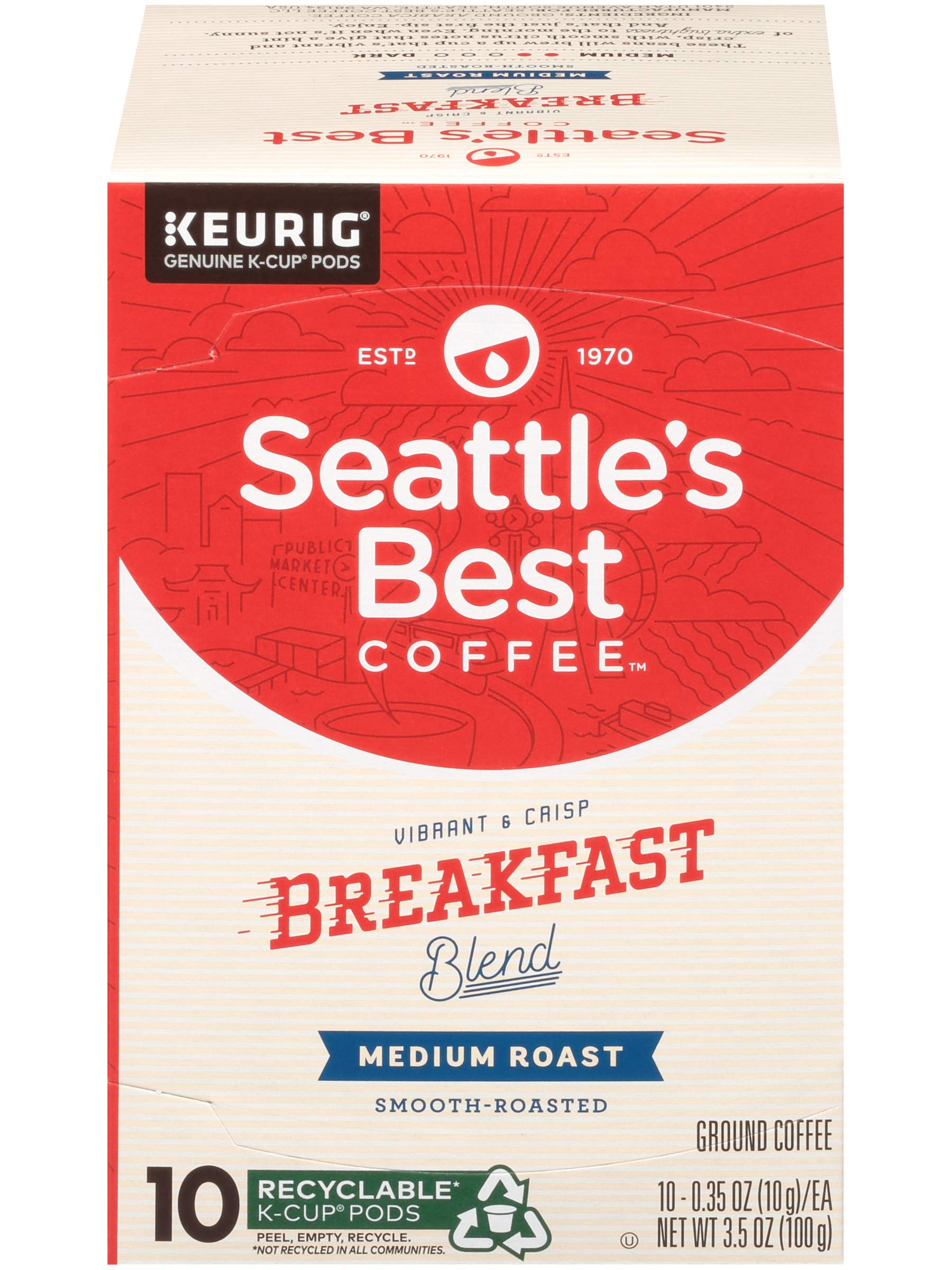 Seattle's Best Coffee brewed cup in a kitchen setting showcasing smooth medium-roast enjoyment
