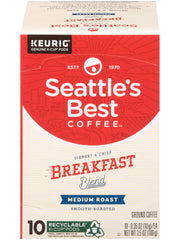 Seattle's Best Coffee brewed cup in a kitchen setting showcasing smooth medium-roast enjoyment