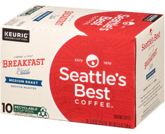 Seattle's Best Coffee K-Cup pod top view showing filter lid and single-serve convenience