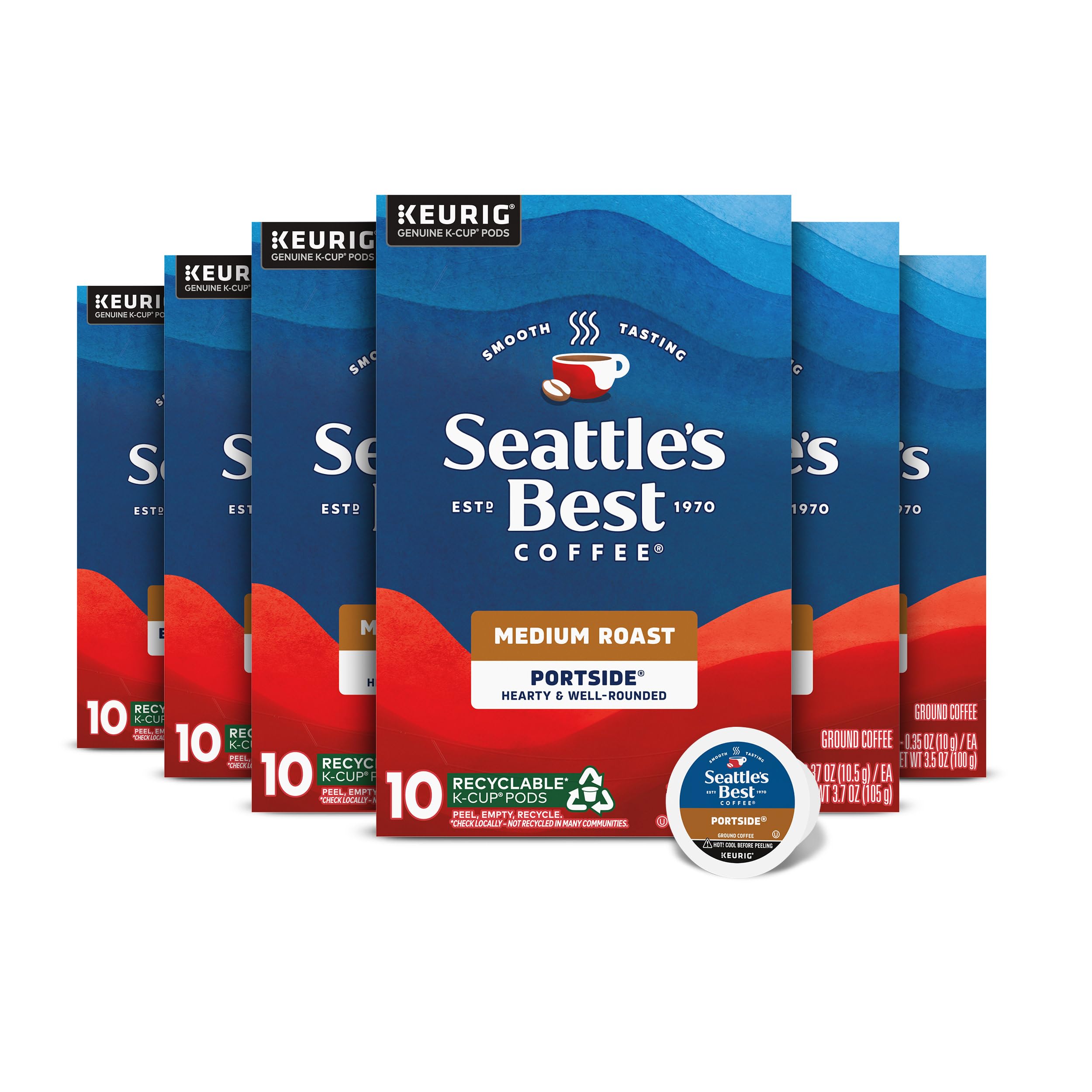 Seattle's Best Coffee front packaging showing Portside medium-roast and clear branding benefit