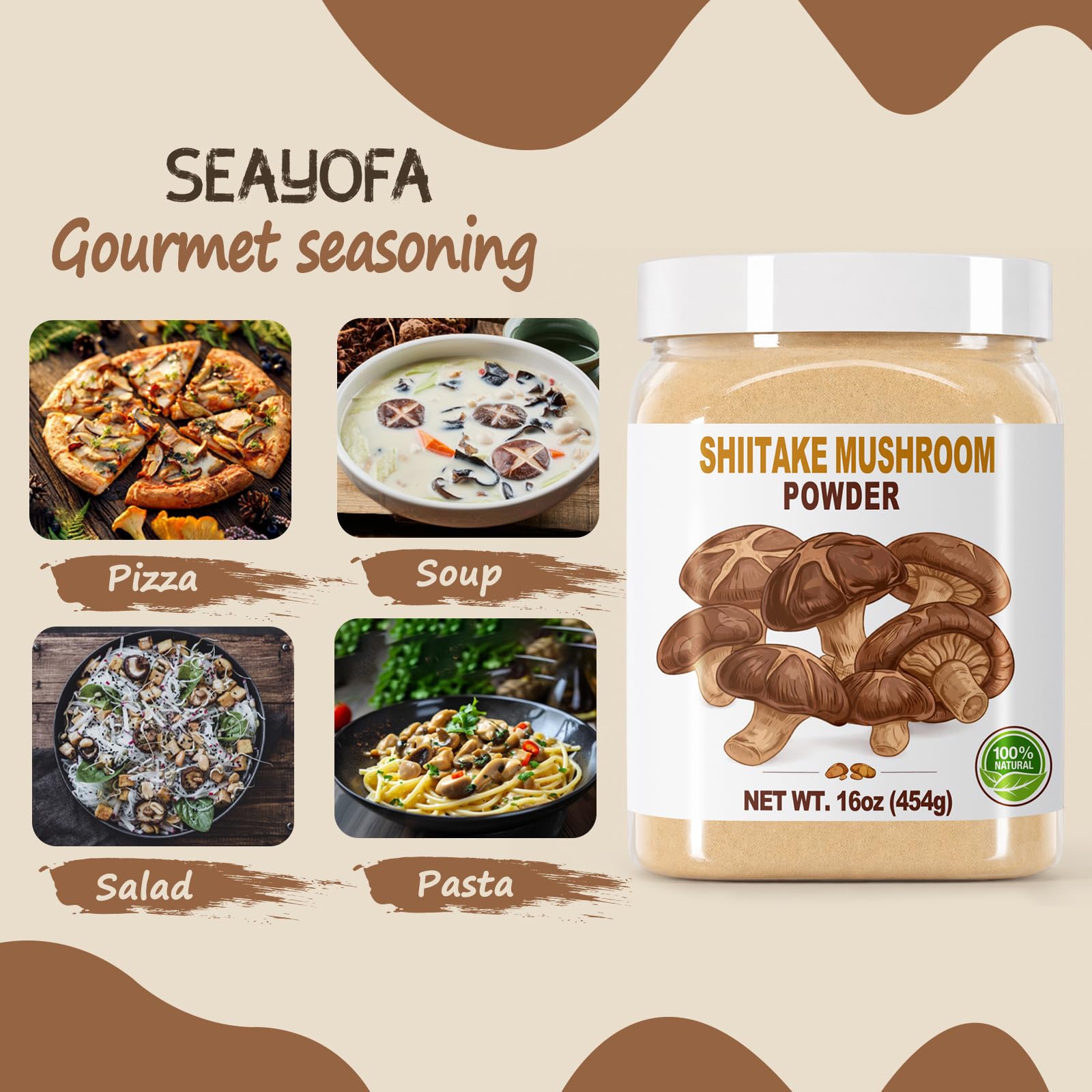SEAYOFA jar next to scale demonstrating generous 16oz family size