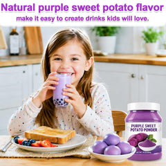 SEAYOFA vibrant purple latte prepared with powder showcasing natural color
