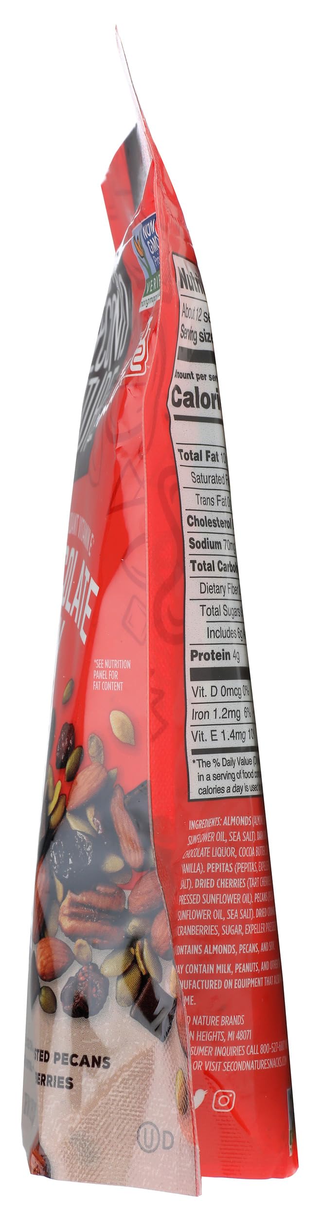 Second Nature pouch inside hiking pack illustrating portable energy snack