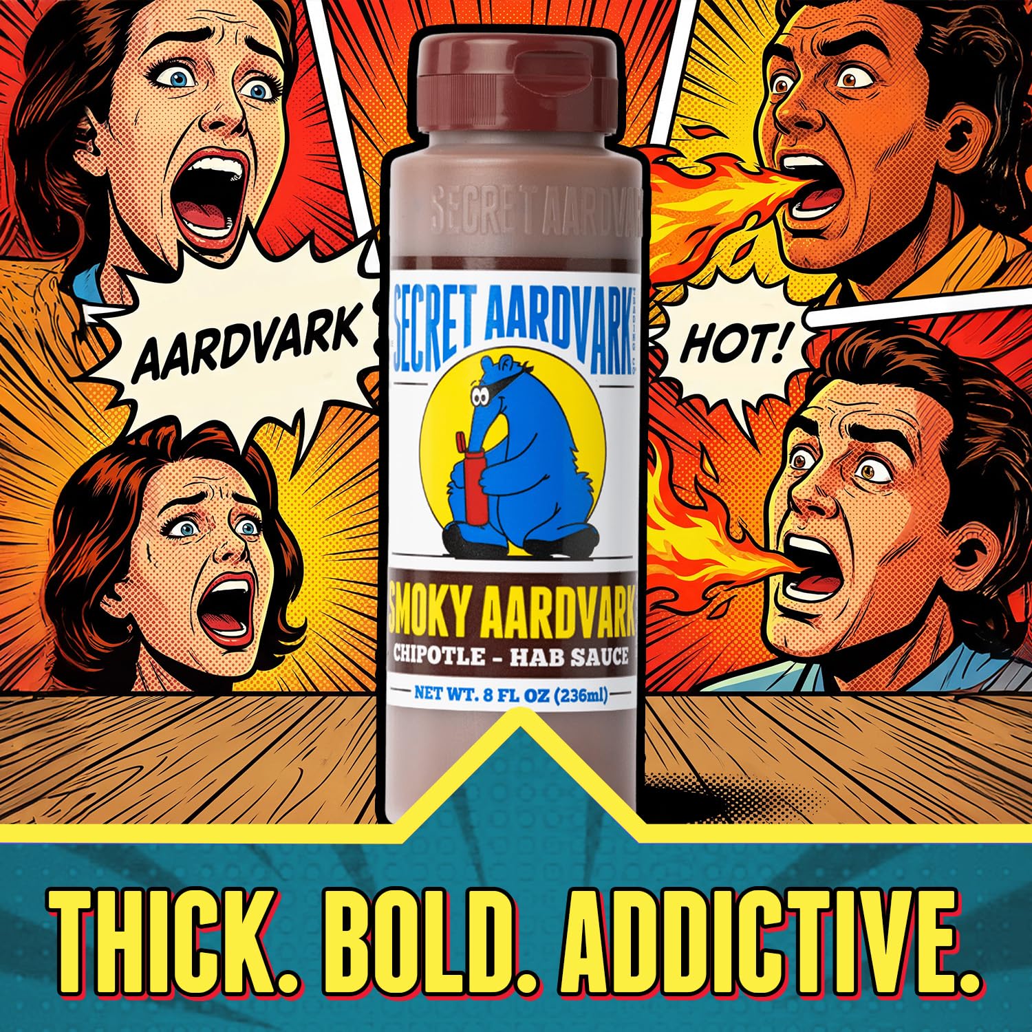 Secret Aardvark bottle on kitchen counter as a versatile table condiment