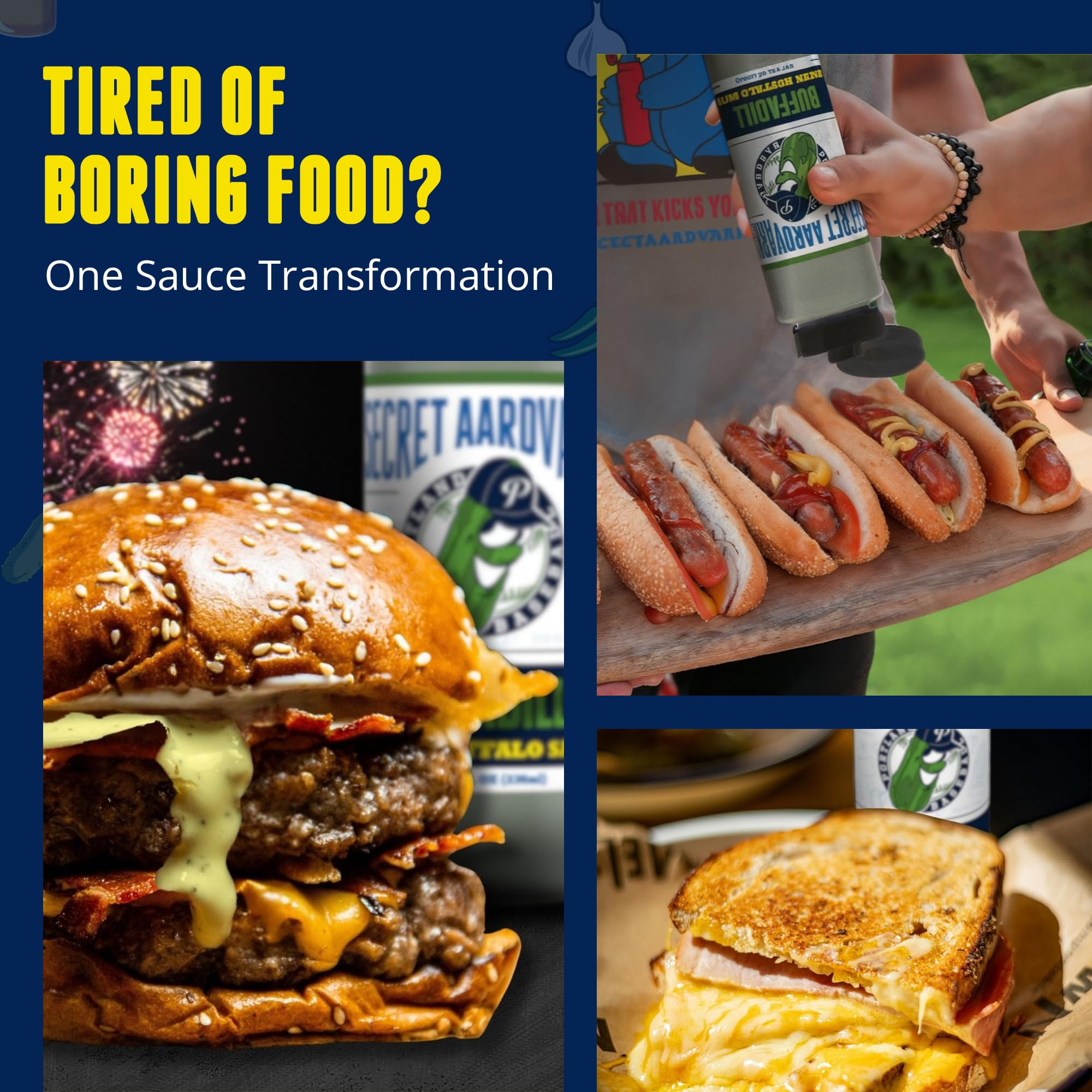 Secret Aardvark sauce spread on burger close-up adding tangy dill benefit