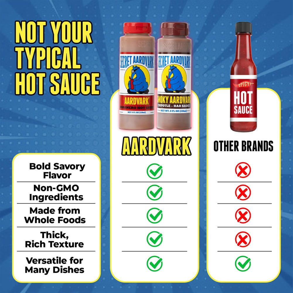 Secret Aardvark pouring onto tacos to add bright habanero heat and fresh flavor
