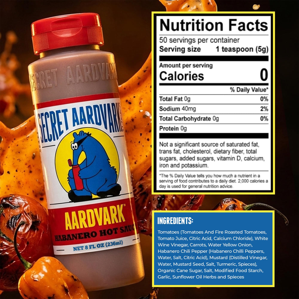 Secret Aardvark bottles next to kitchen knife to show true 8 fl oz scale