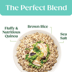 SEEDS OF CHANGE close-up of quinoa and brown rice texture highlighting whole grains
