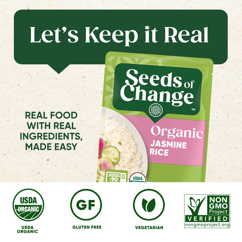 SEEDS OF CHANGE pouch heating in microwave for 90-second convenience