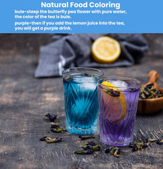 seeyoung brewed vivid blue tea in glass illustrating intense natural color benefit