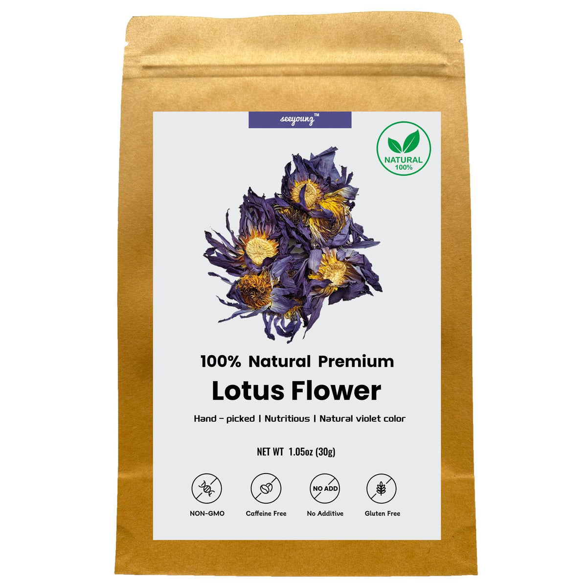 seeyoung lotus whole flower front packaging shows freshness and long-lasting aroma