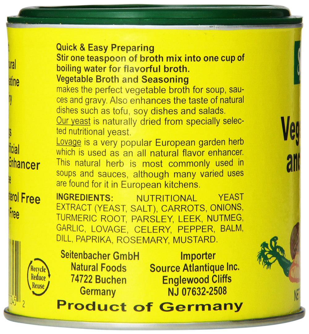 Seitenbacher nutrition and ingredient label closeup for product transparency
