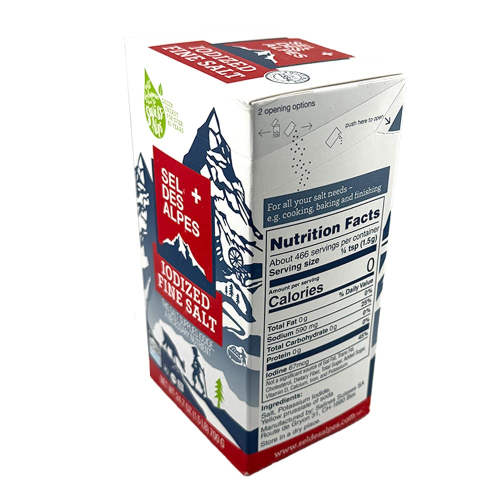 SEL DES ALPES spoon with measured salt illustrating 700 g portion convenience for home cooks