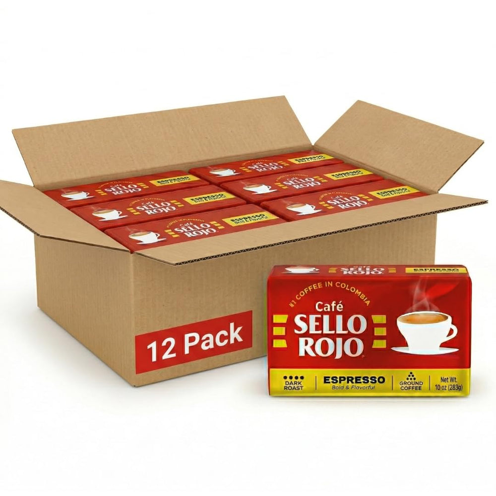 Sello Rojo front packaging showing bold brand and espresso brick freshness