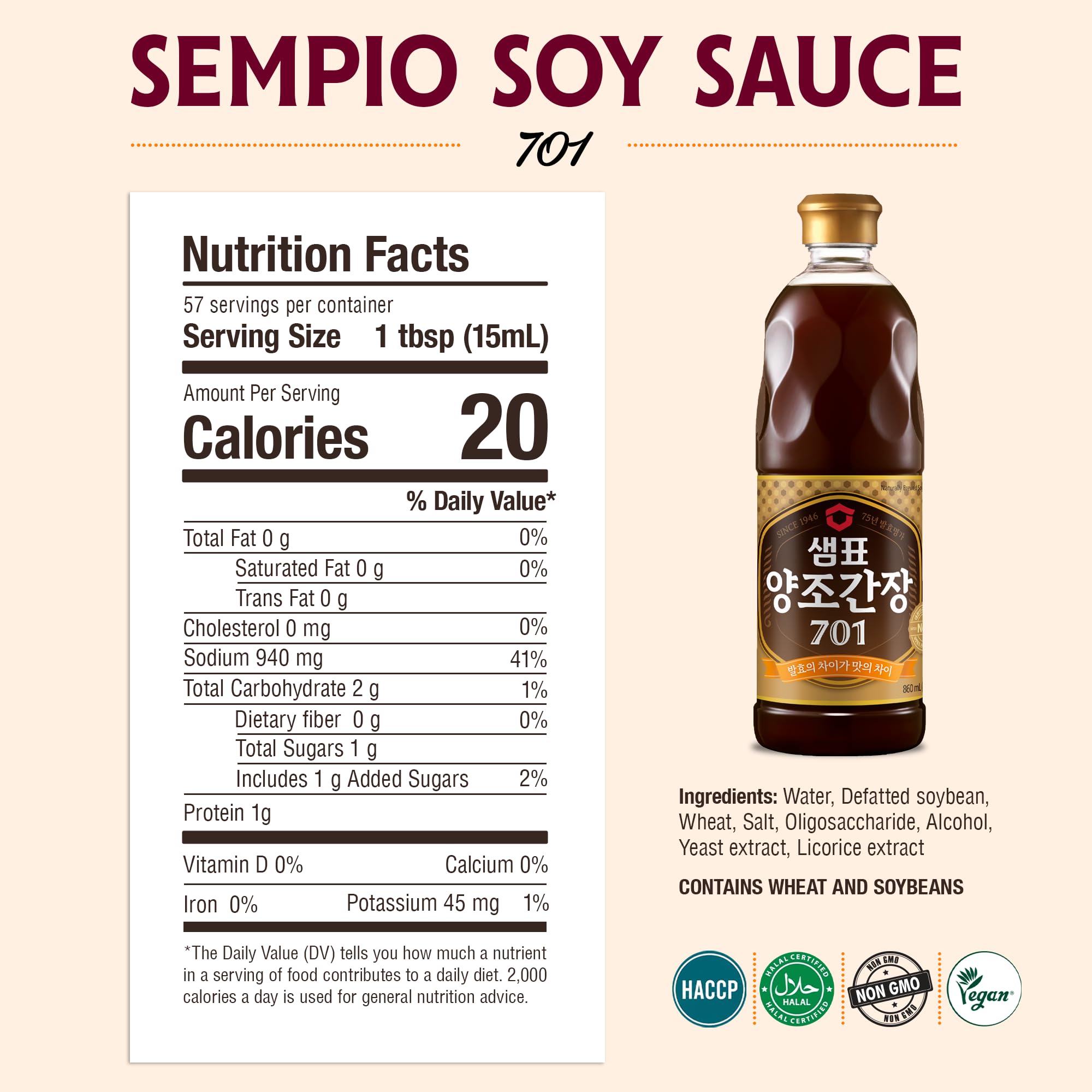 Sempio 701 next to measuring spoon illustrating bottle size and scale