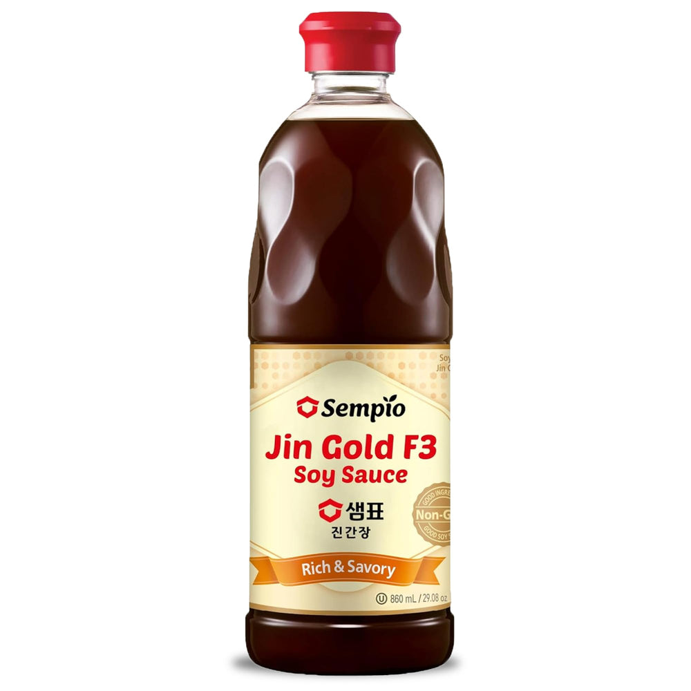 Sempio Jin Gold F3 front label showing premium blended soy benefits