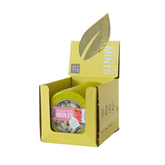 SENCHA NATURALS tin held in hand demonstrating pocket-friendly portability