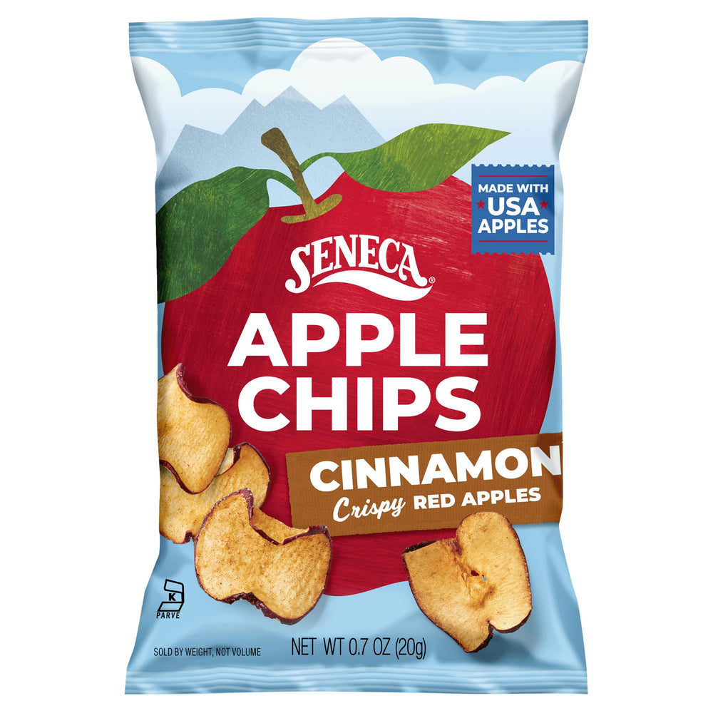 Seneca close-up of apple chip texture highlighting crispness and real fruit taste
