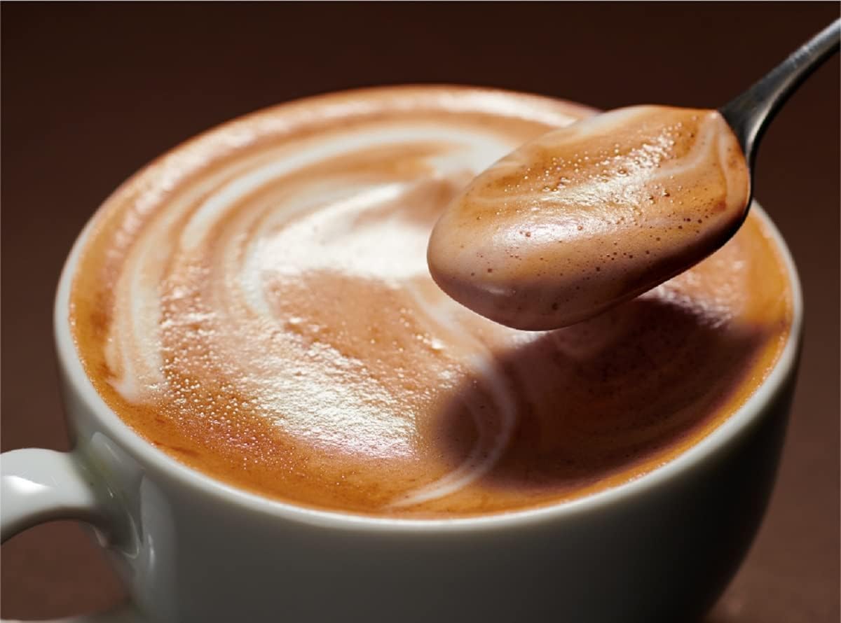 Senka pouring Caramel Macchiato into cup demonstrating sweet, layered flavor