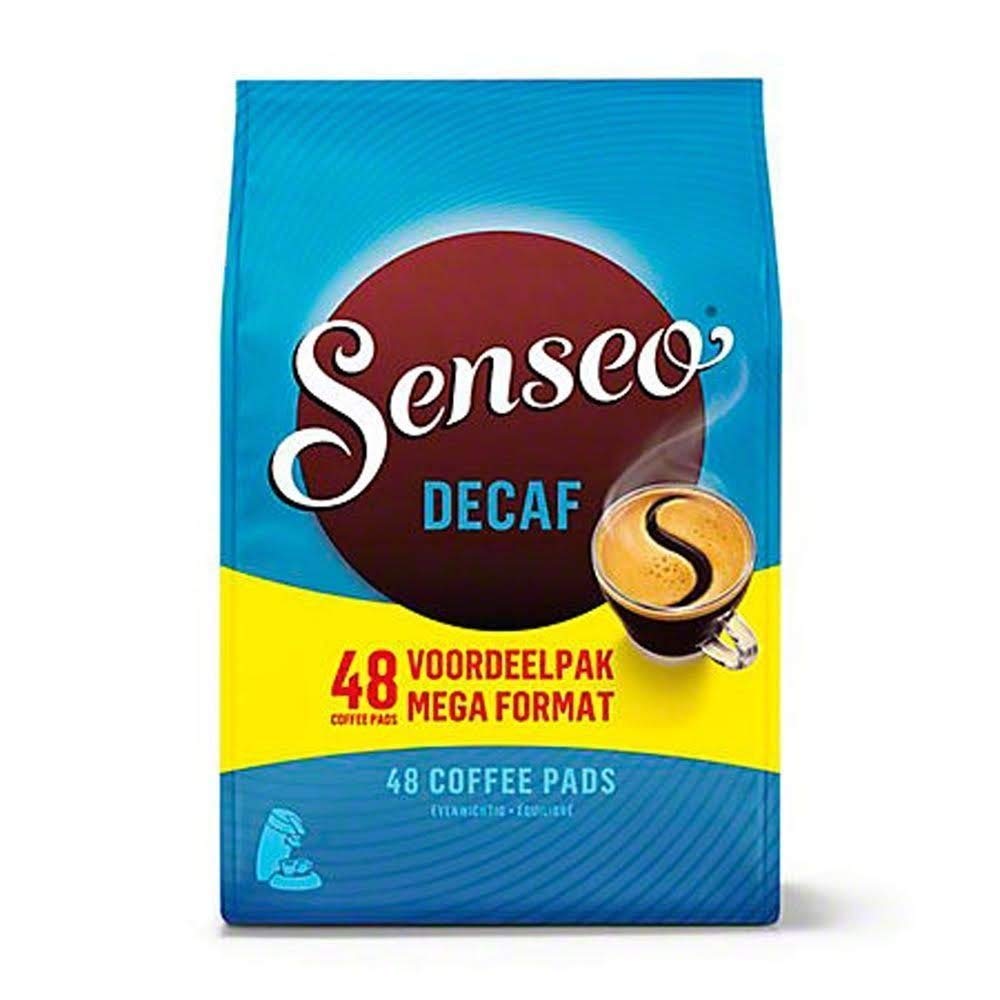 Senseo decaf front packaging showing 48 pads and clear product benefit