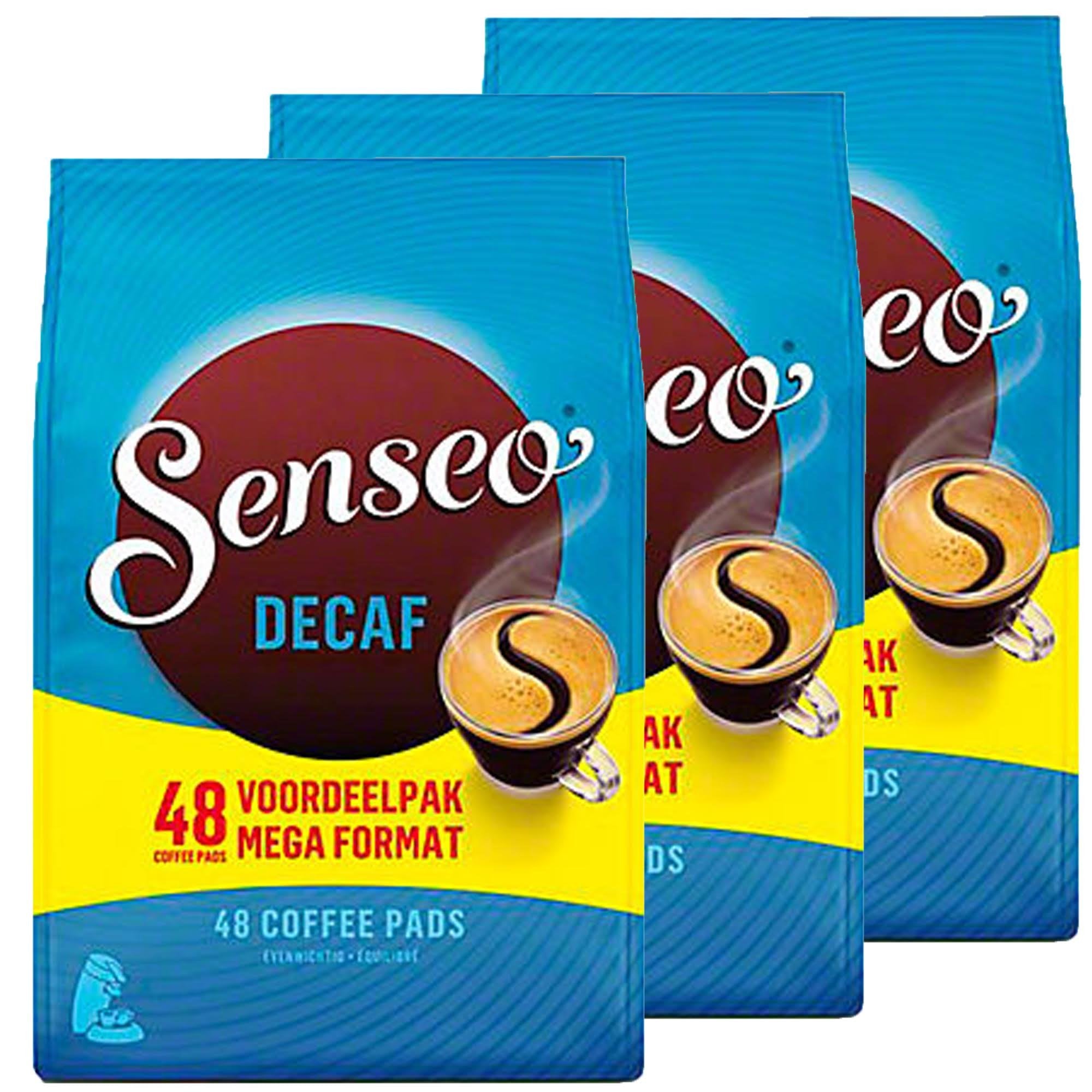 Senseo front packaging showing 144-count pods and product benefit of long supply