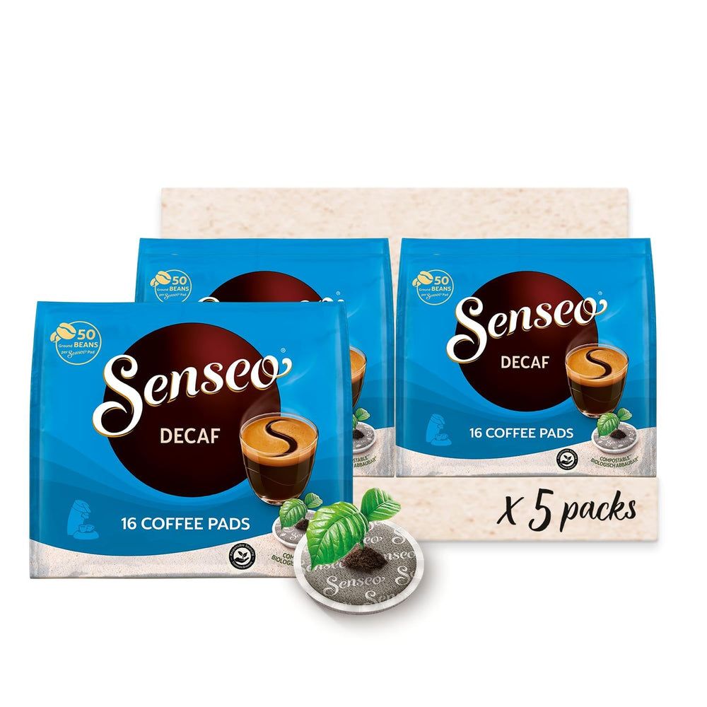 Senseo front packaging showing 80 decaf pods and freshness benefit