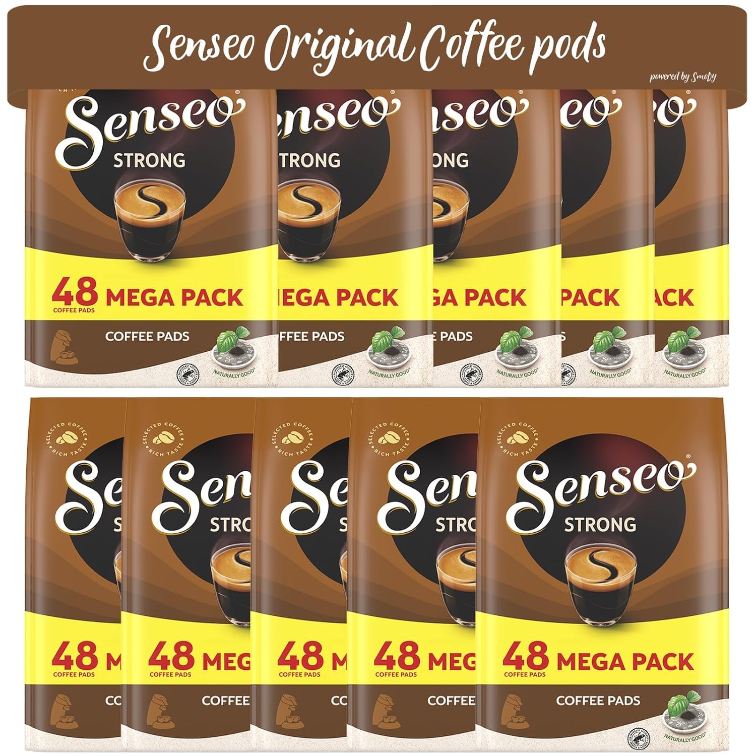 Senseo front packaging showing bulk pods and benefits