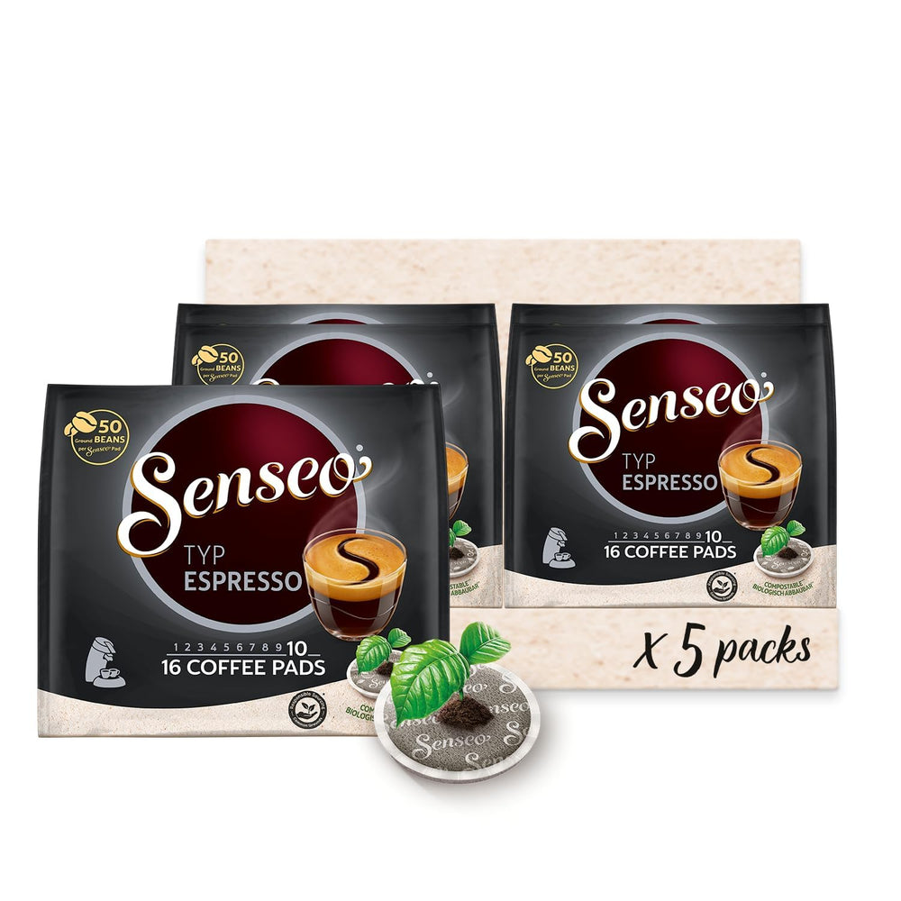 Senseo front packaging showing five sealed bags and product benefits