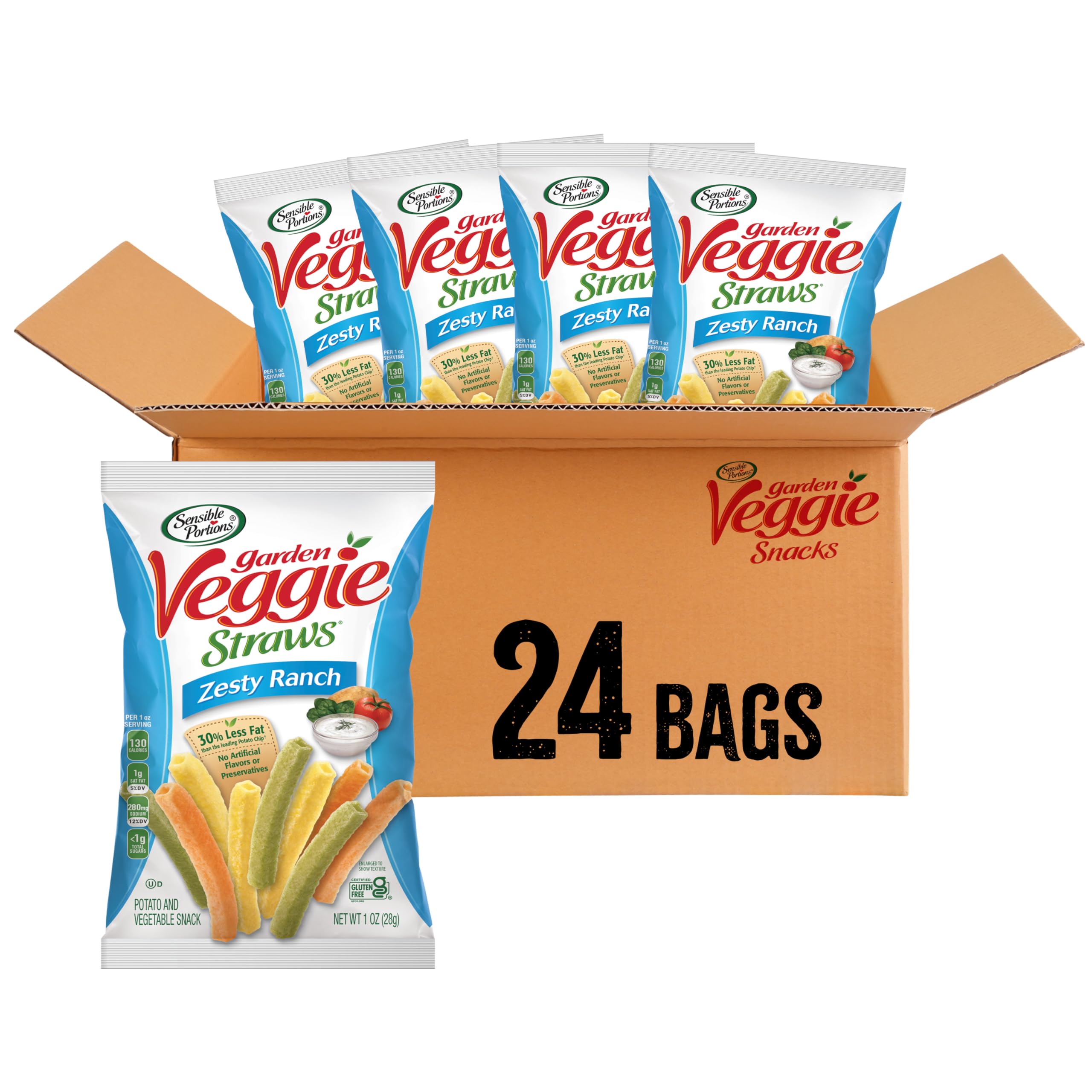Sensible Portions front packaging showing ranch flavor and 24-count convenience