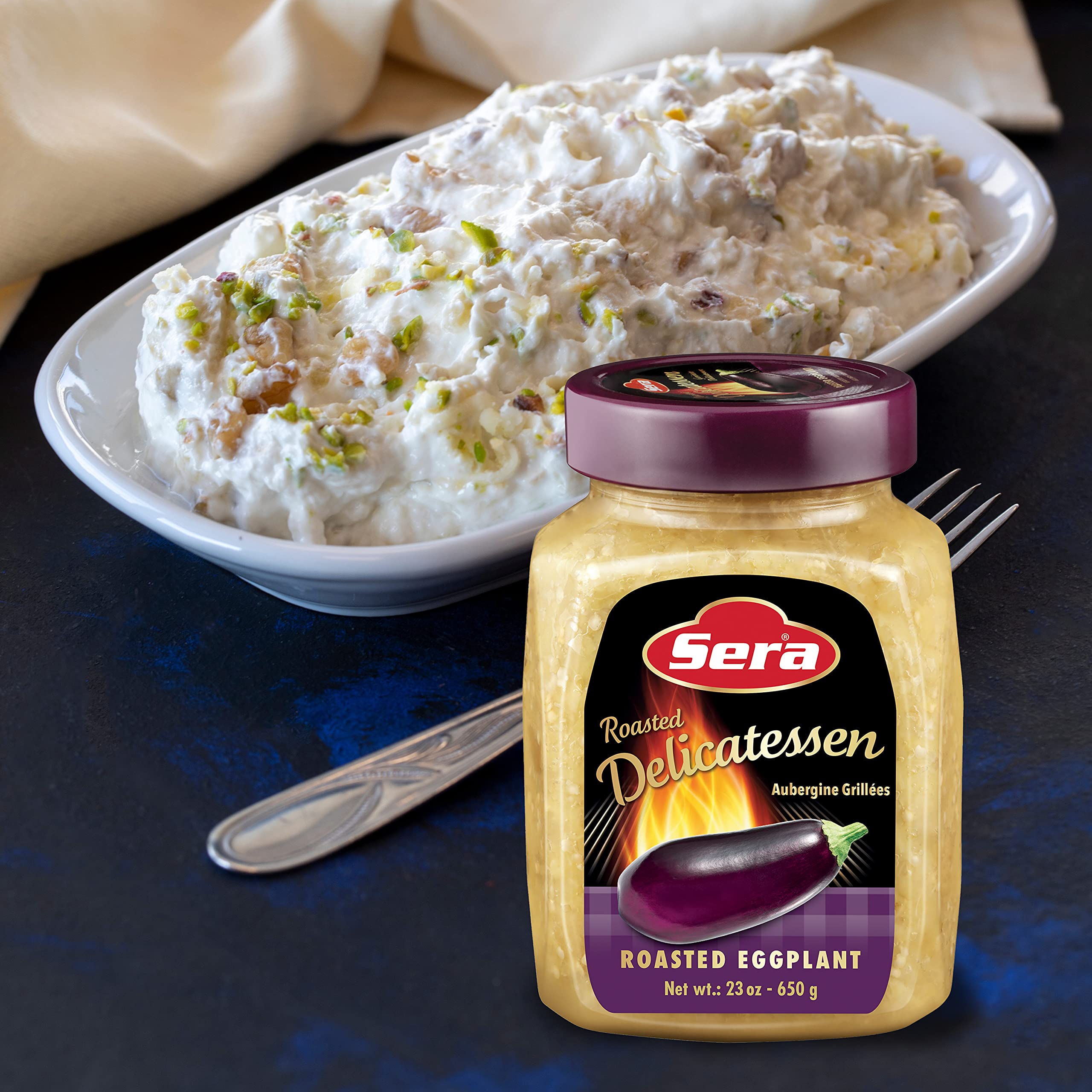 Grilled sandwich layered with Sera eggplant spread for smoky flavor boost