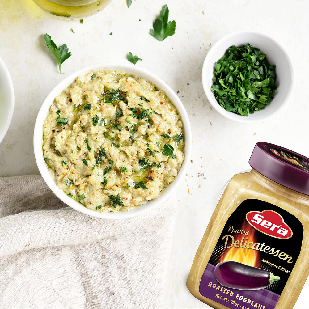 Baba ganoush made with Sera roasted eggplant displayed as appetizer