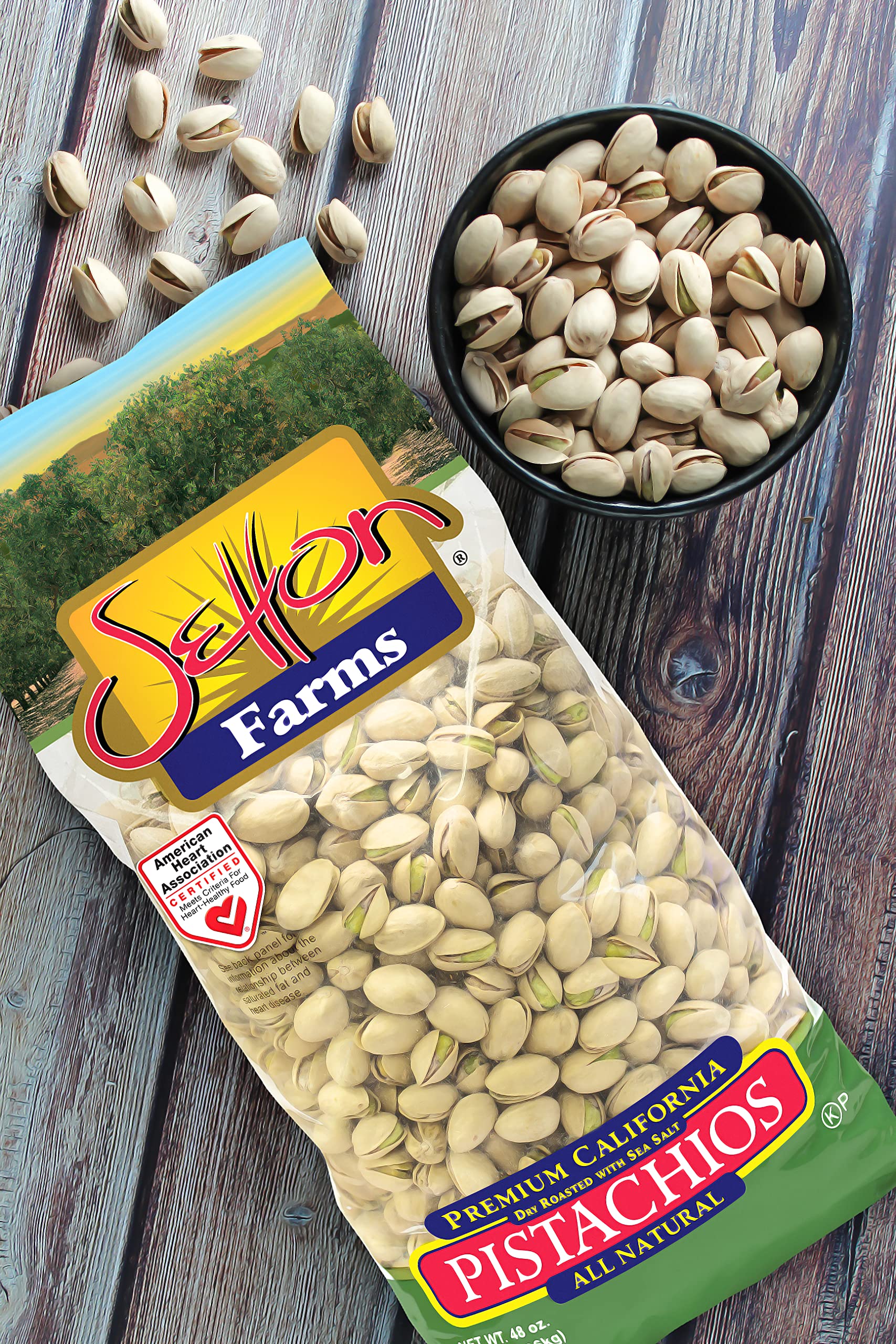 Setton Farms close-up of dry roasted pistachio kernels highlighting crunchy texture benefit