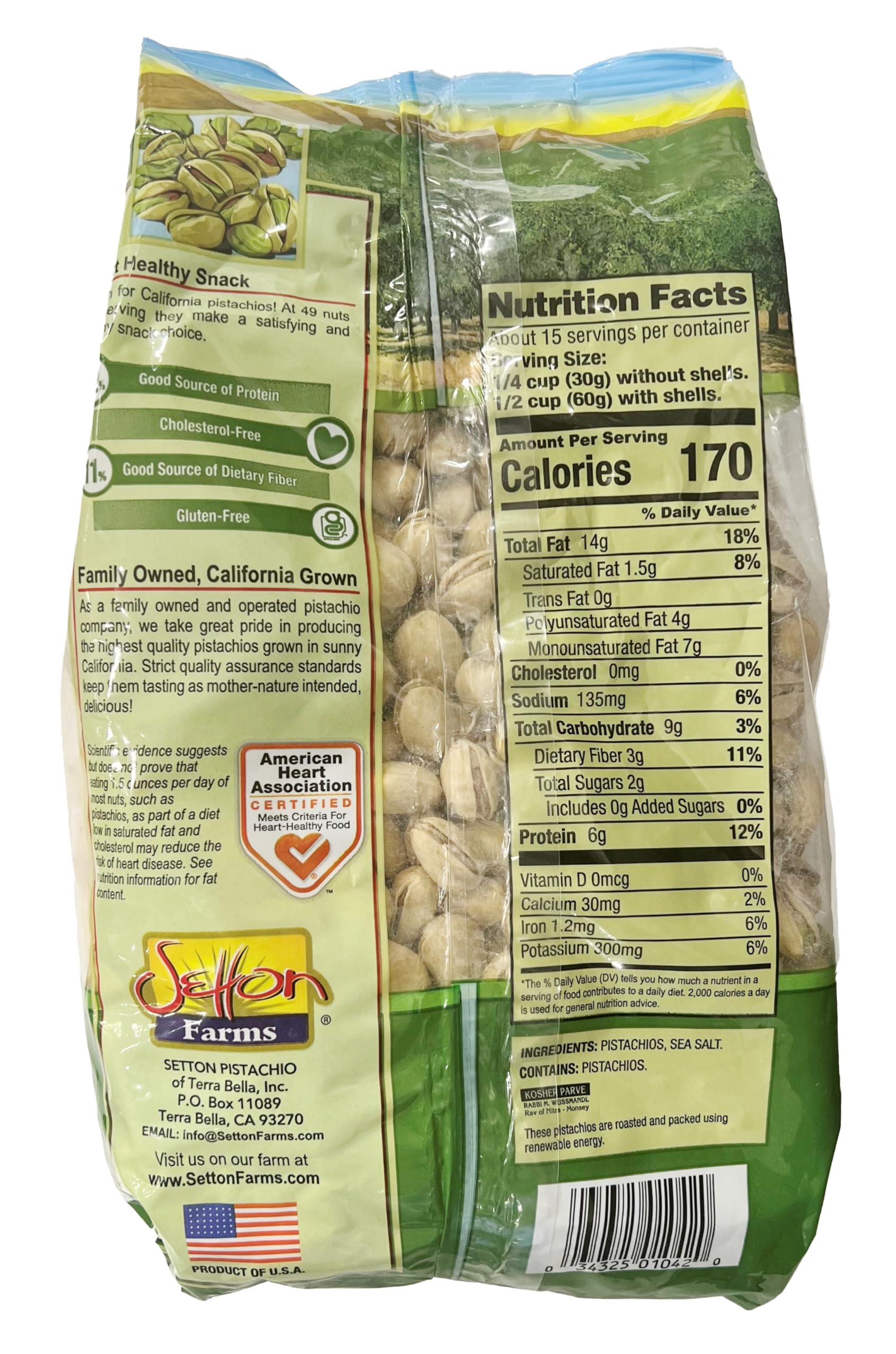 Setton Farms close-up of roasted pistachio texture and sea salt seasoning
