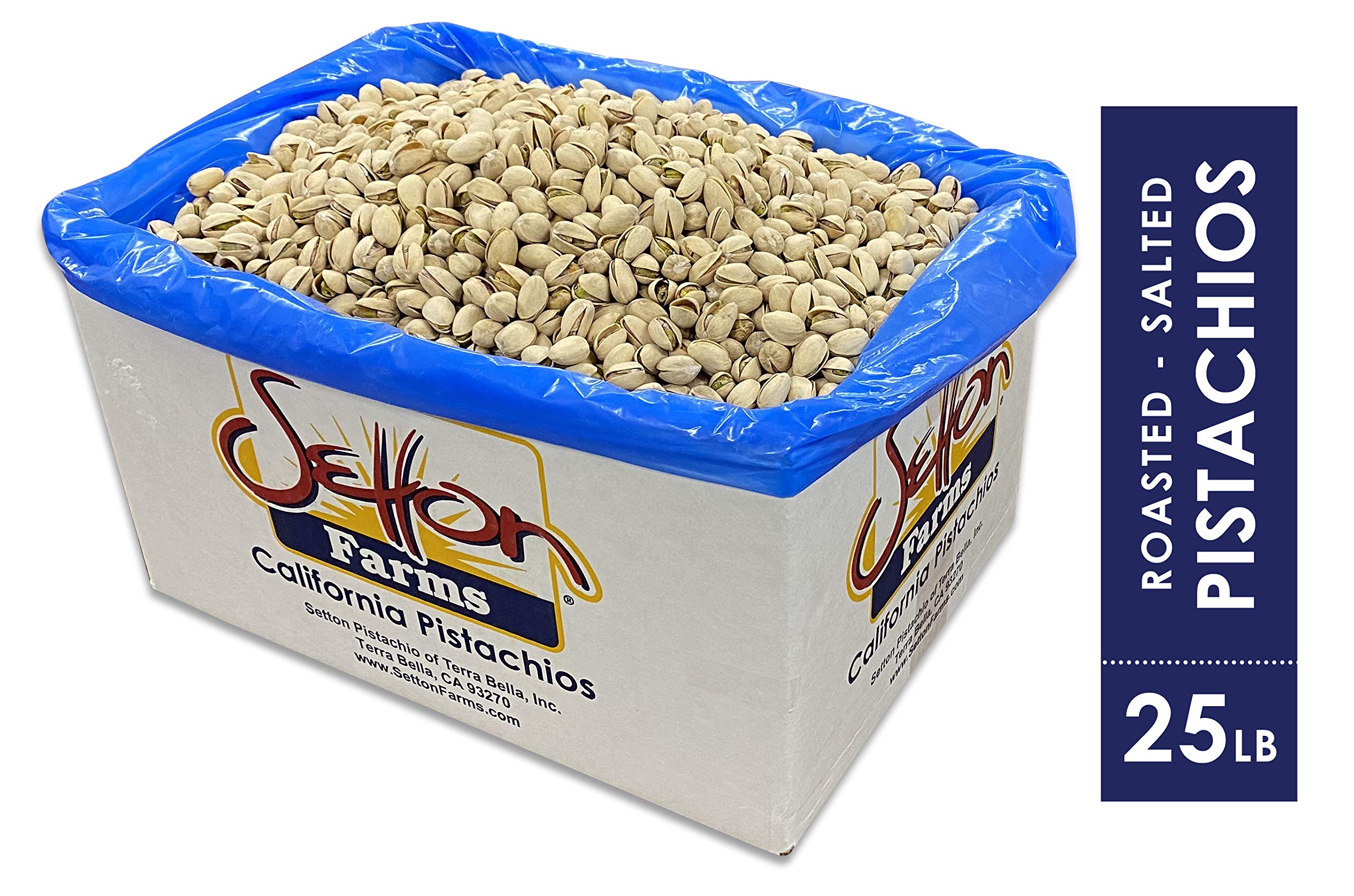 Setton Farms bulk box open with visible in-shell pistachios ready for use