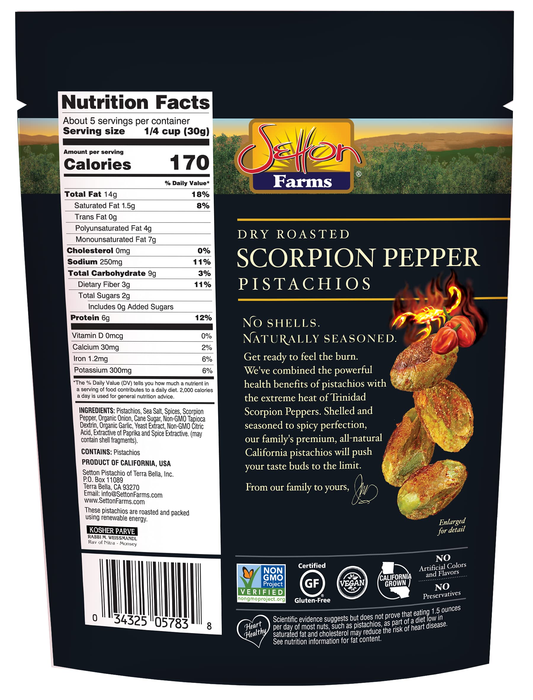 Setton Farms resealable pouch being opened to preserve freshness for convenient on-the-go snacking