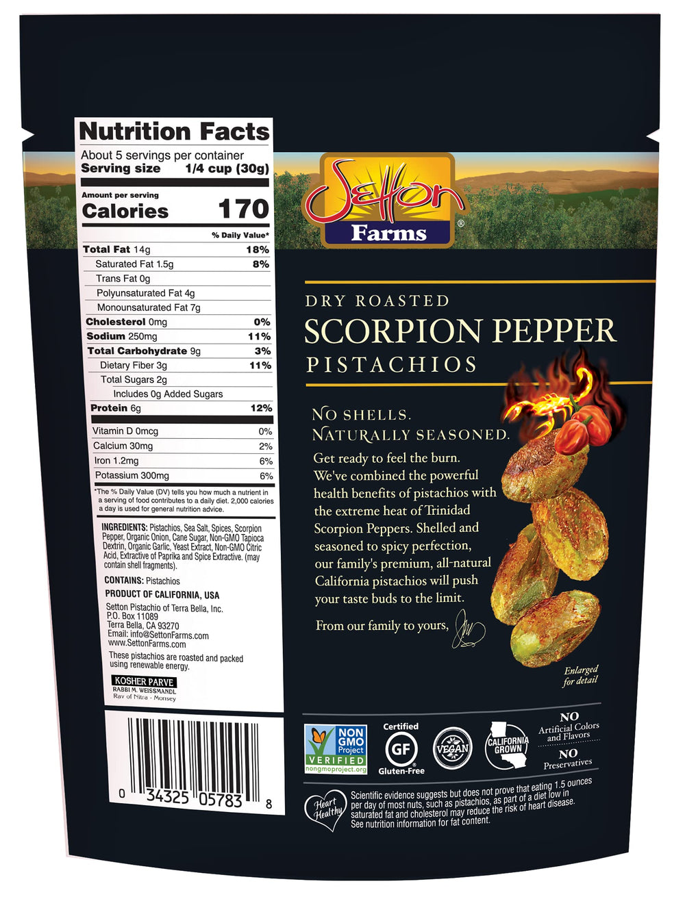 Setton Farms resealable pouch being opened to preserve freshness for convenient on-the-go snacking