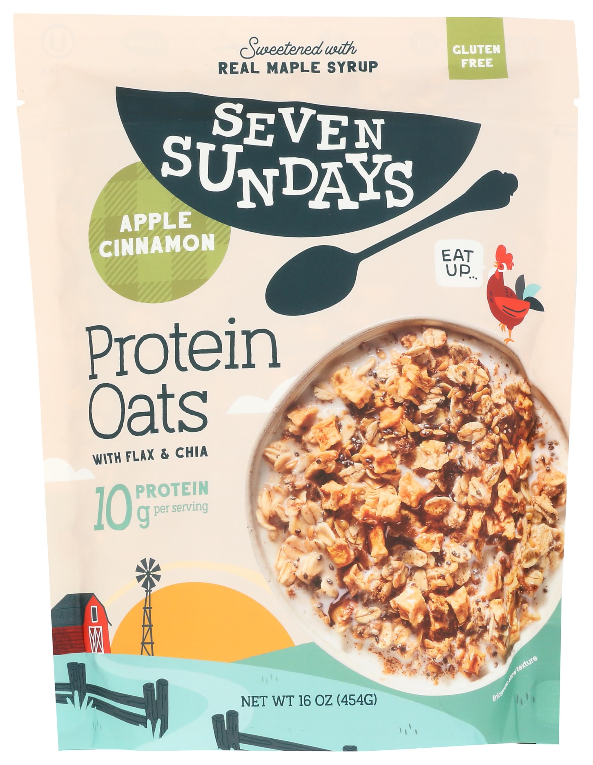 Seven Sundays jar front packaging showing apple cinnamon protein oats, convenient breakfast option