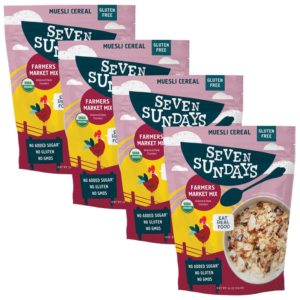 Seven Sundays front packaging showing product benefits and organic badge