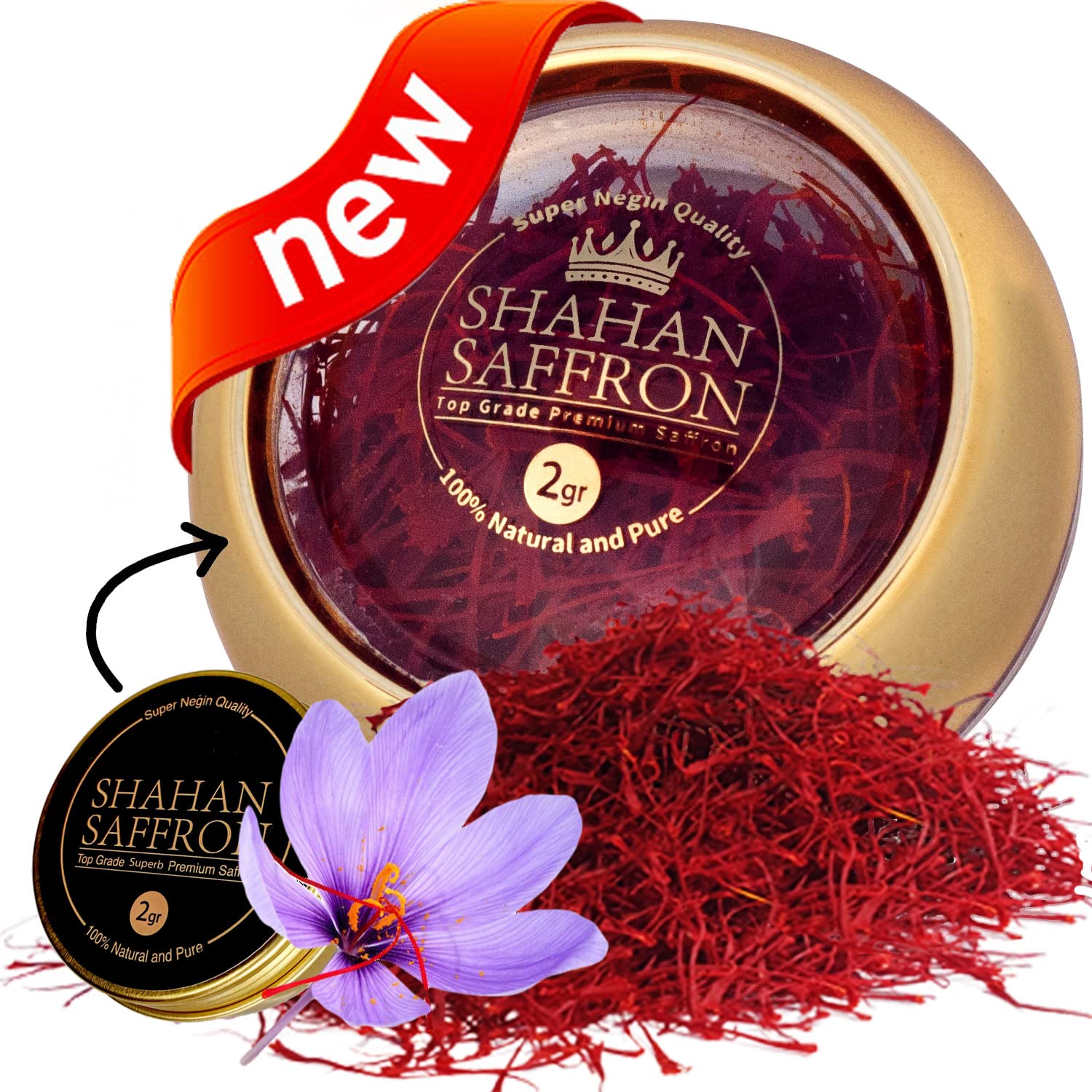 SHAHAN SAFFRON close-up of deep-red threads highlighting texture and concentrated color