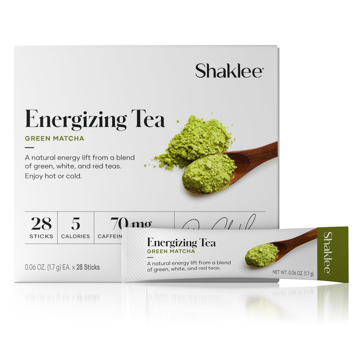 Shaklee front packaging showing 28-serving box and clean labeling for easy storage