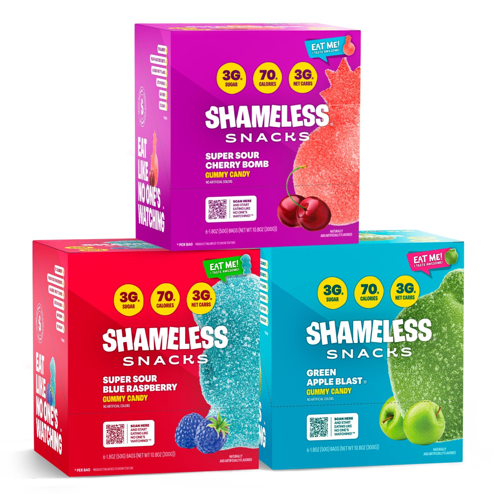 Shameless bundle front packaging showing 18 bags and benefits