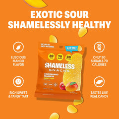 Shameless open bag close-up highlighting chewy texture and fiber content
