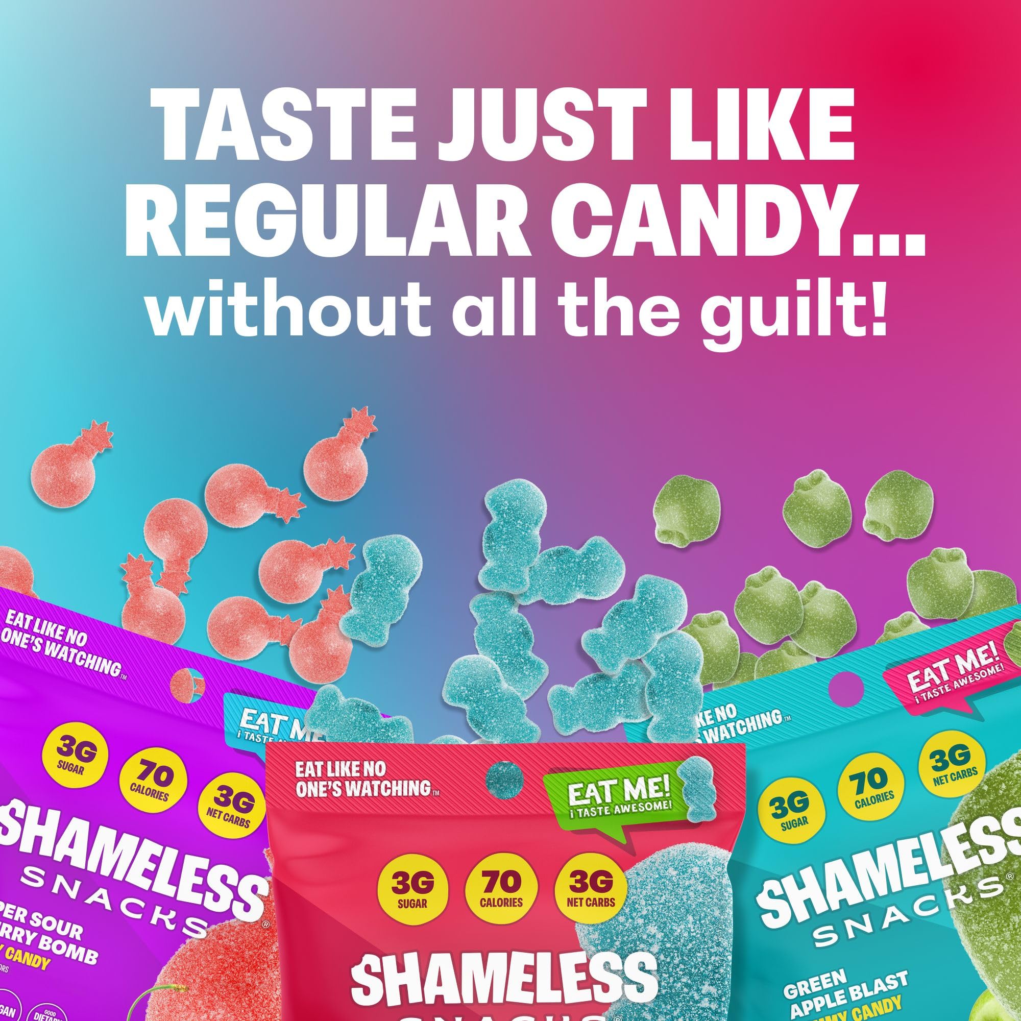 Shameless single-serve bag front displaying flavor and convenience