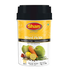 Shan mixed pickle front jar showing label and airtight PET jar for pantry convenience