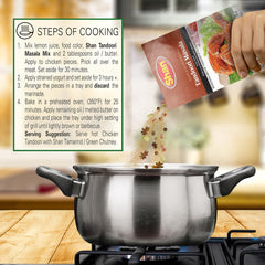 Plated chicken tandoori made with Shan demonstrating juicy, smoky results