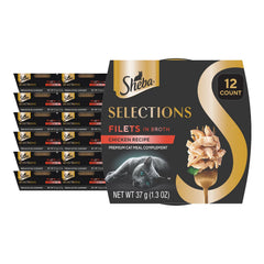 Sheba front packaging showing 12-count cups and premium branding benefit: convenient supply