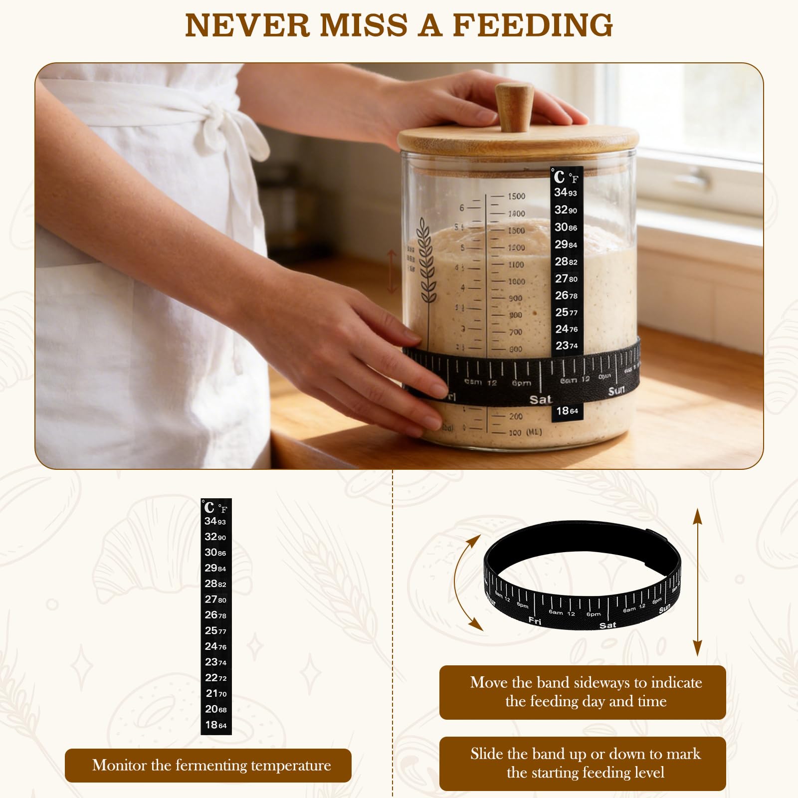 SheeChung silicone scrapers alongside jar, help cleanly transfer and measure starter