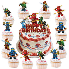Shifigril large ninja cake topper front view showing bright characters and clear print for instant party impact