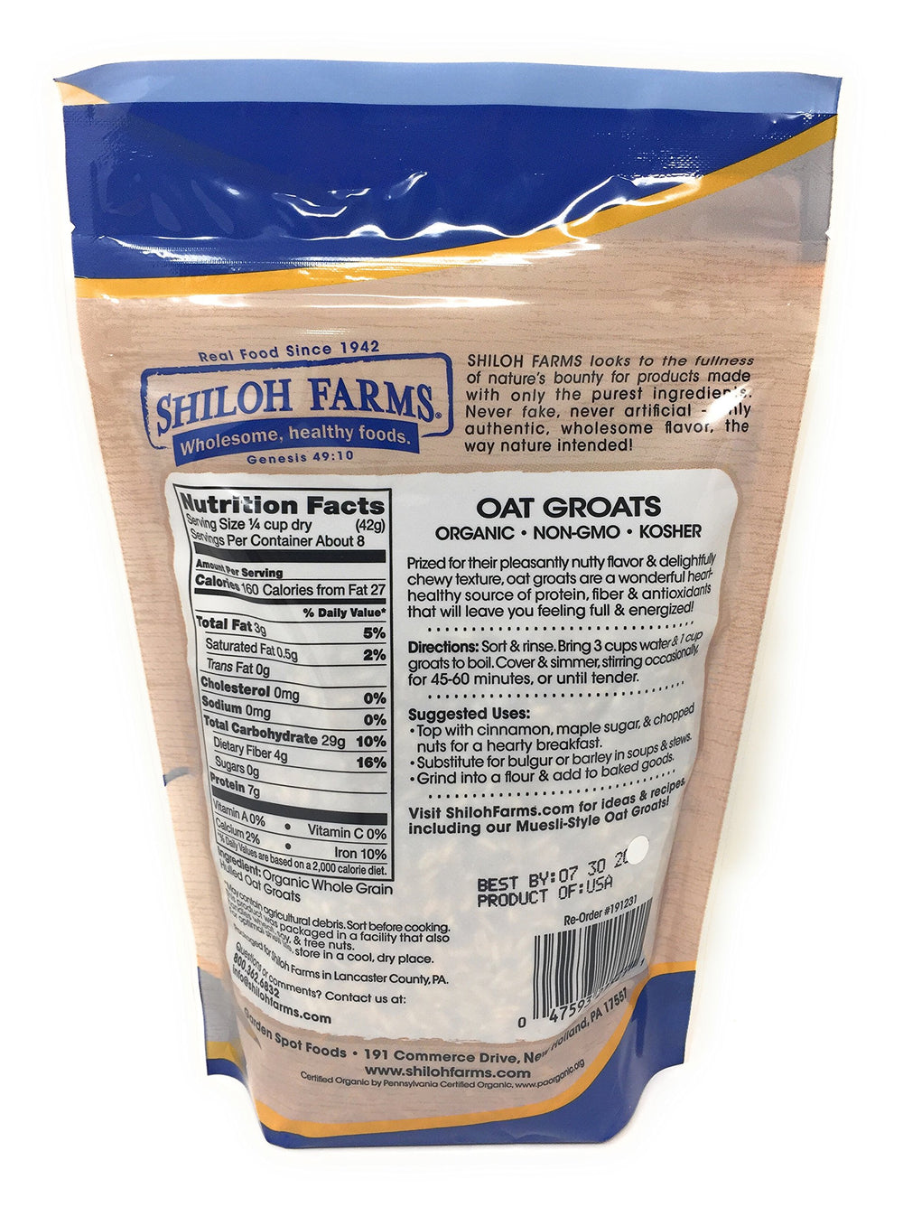 Shiloh Farms close-up of oat groat texture highlighting whole-grain chewiness
