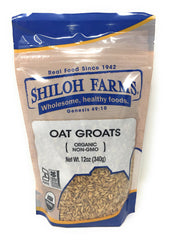 Shiloh Farms front packaging showing organic oat groats and label benefits